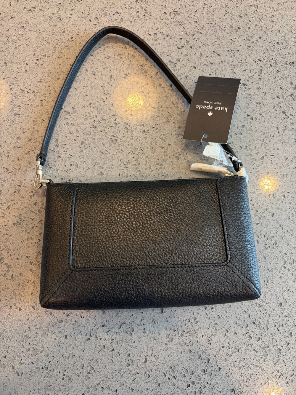 kate spade Black Pebbled Leather Mini Shoulder Bag with Gold Logo - Picture 2 of 3